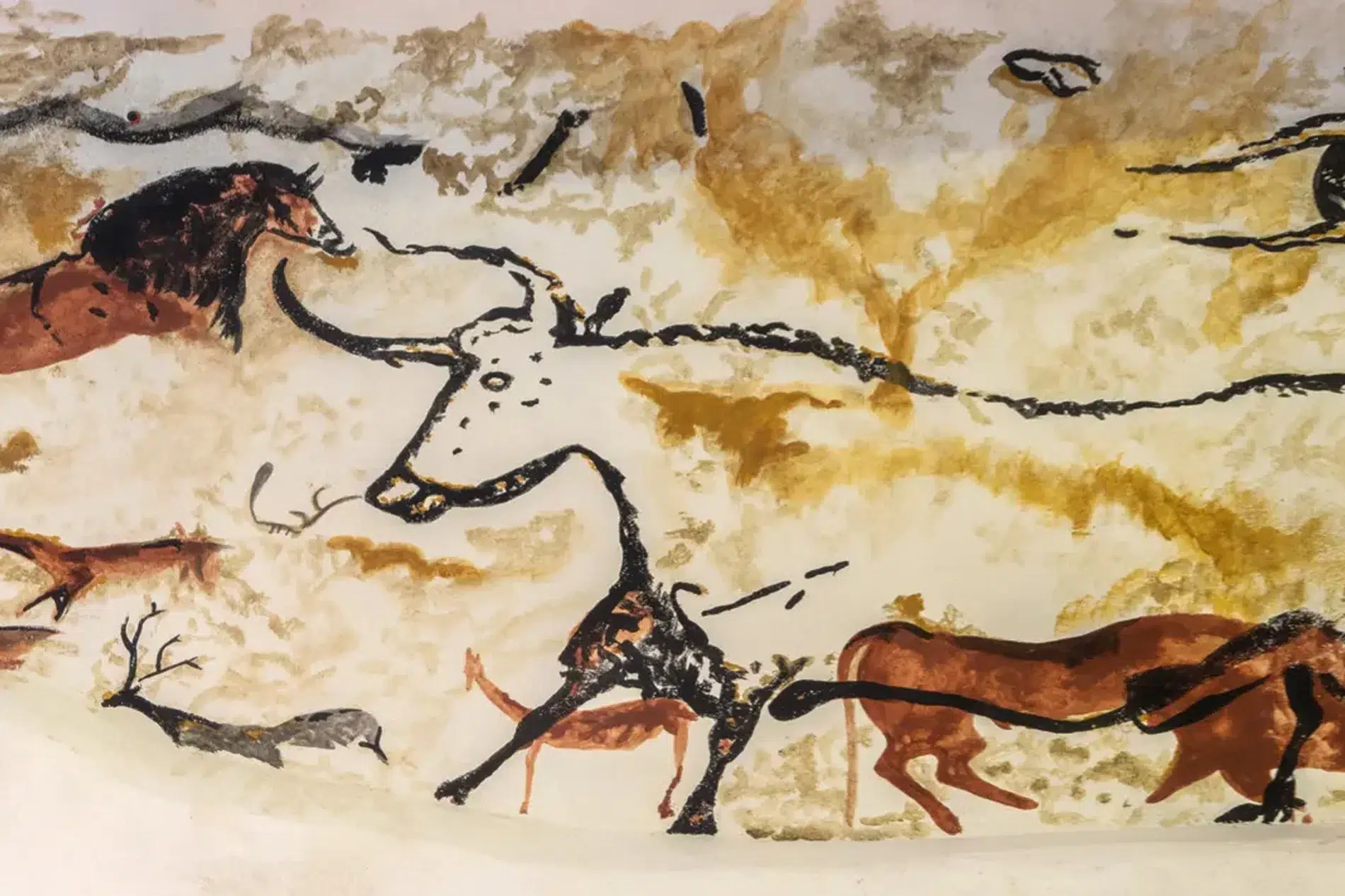 Fresque pariétale (Lascaux) par Nephtys Van Waegevelde www.chemindusoleil.fr
